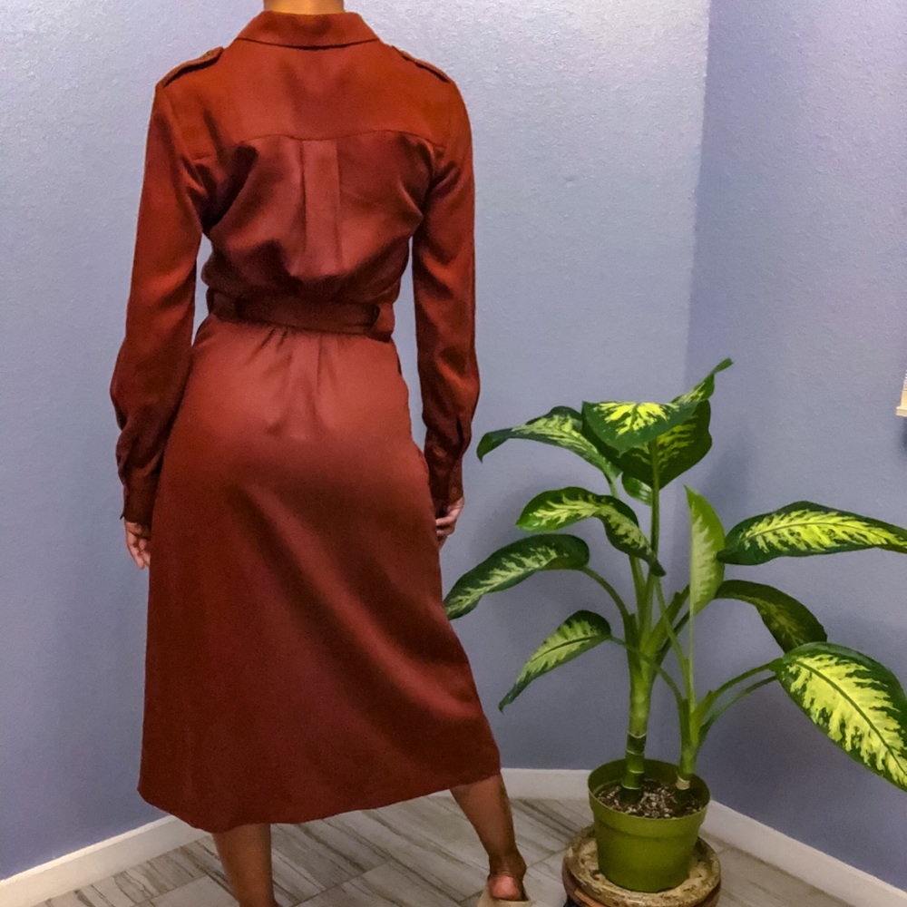 Rust Colored Belted Dress w/Pockets - Picture 5 of 6
